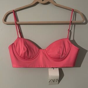 NWT Zara Pink Bustier Top M